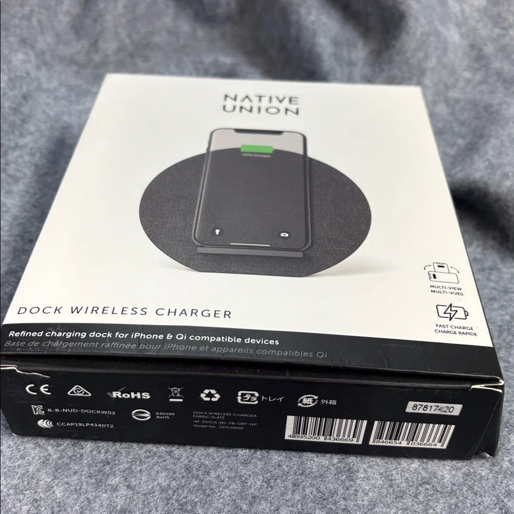 Native Union black Dock Wireless fast Charger optimal angle easy access & cable